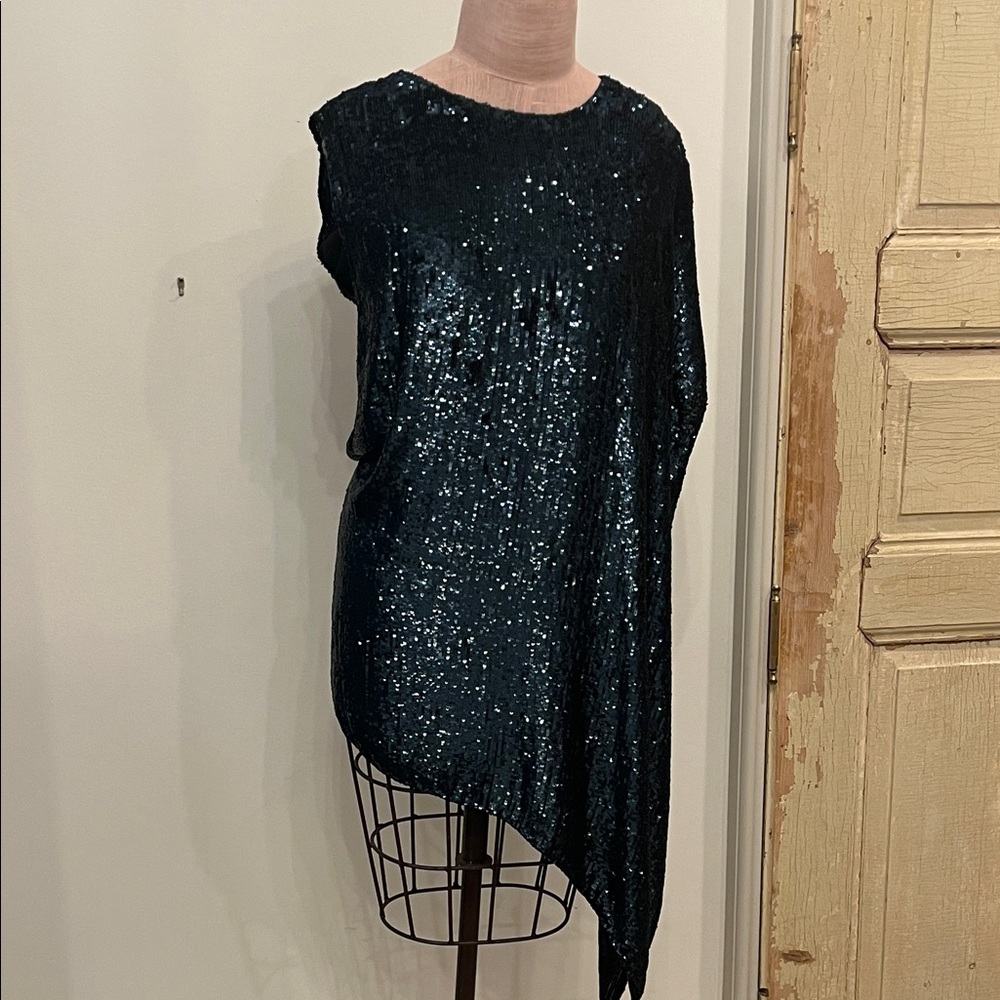 Black Sequin Asymmetrical Top - image 1